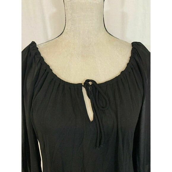 velvet graham spencer Womens Solid Black Long Sleeve Top Blouse P Small Xs - Picture 3 of 7